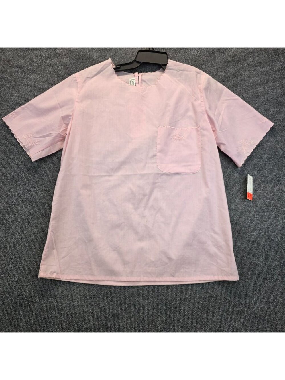 Vintage 80s Mr. Witt Cottagecore Blouse 12 Pink Embroidered Granny Coastal Twee